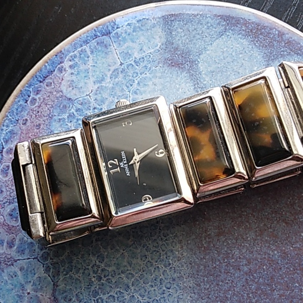 Anne Klein Tortoise and Silver Rectangular Watch - image 2